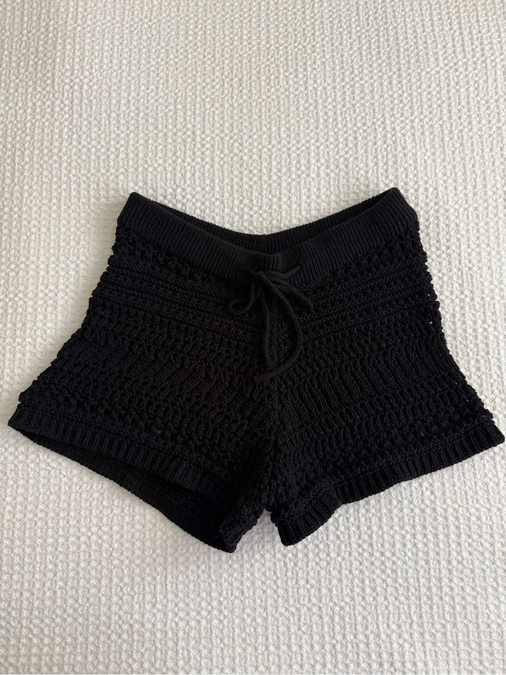 Zara Black Crochet High-Waist Knit Shorts, Small, Beach Pool Coverup